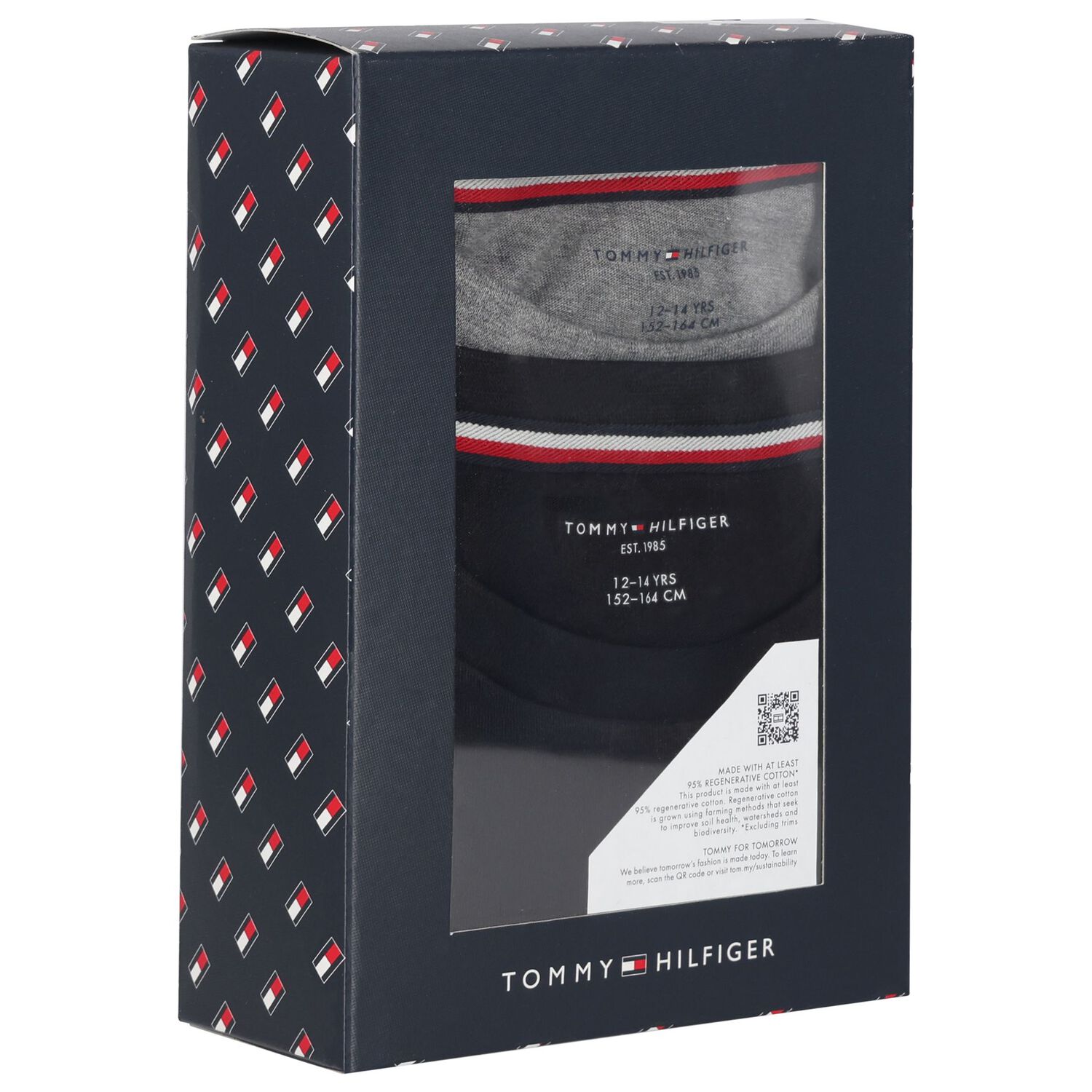 توب اولاد باكمام طويله بالشعار من القطن باللون الاسود والرمادى , 2, hi-res