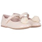 Girls Ivory Flower Shoes , 2, hi-res