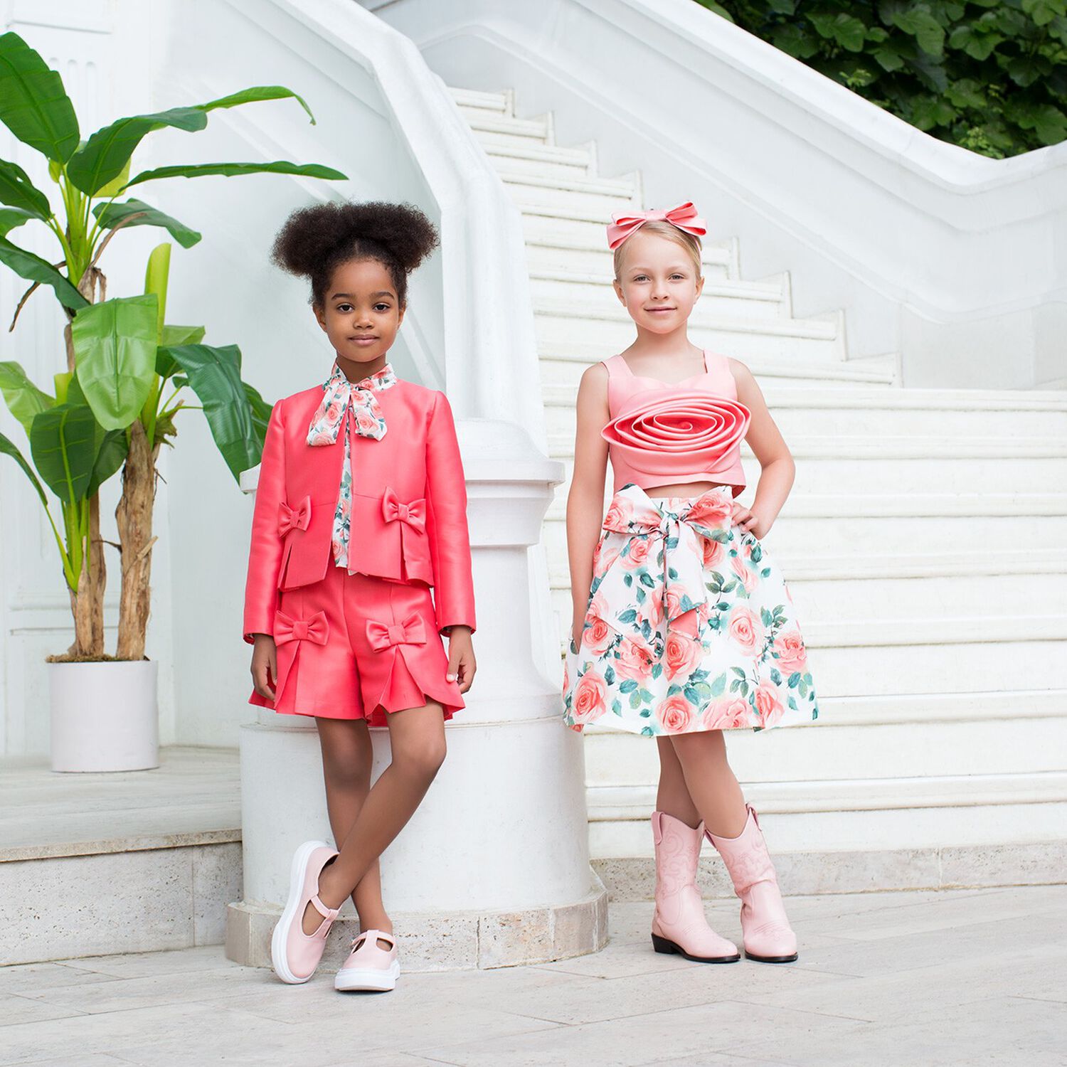 Girls Coral Bow Headband, 1, hi-res