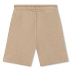 Boys Beige Logo Shorts, 3, hi-res