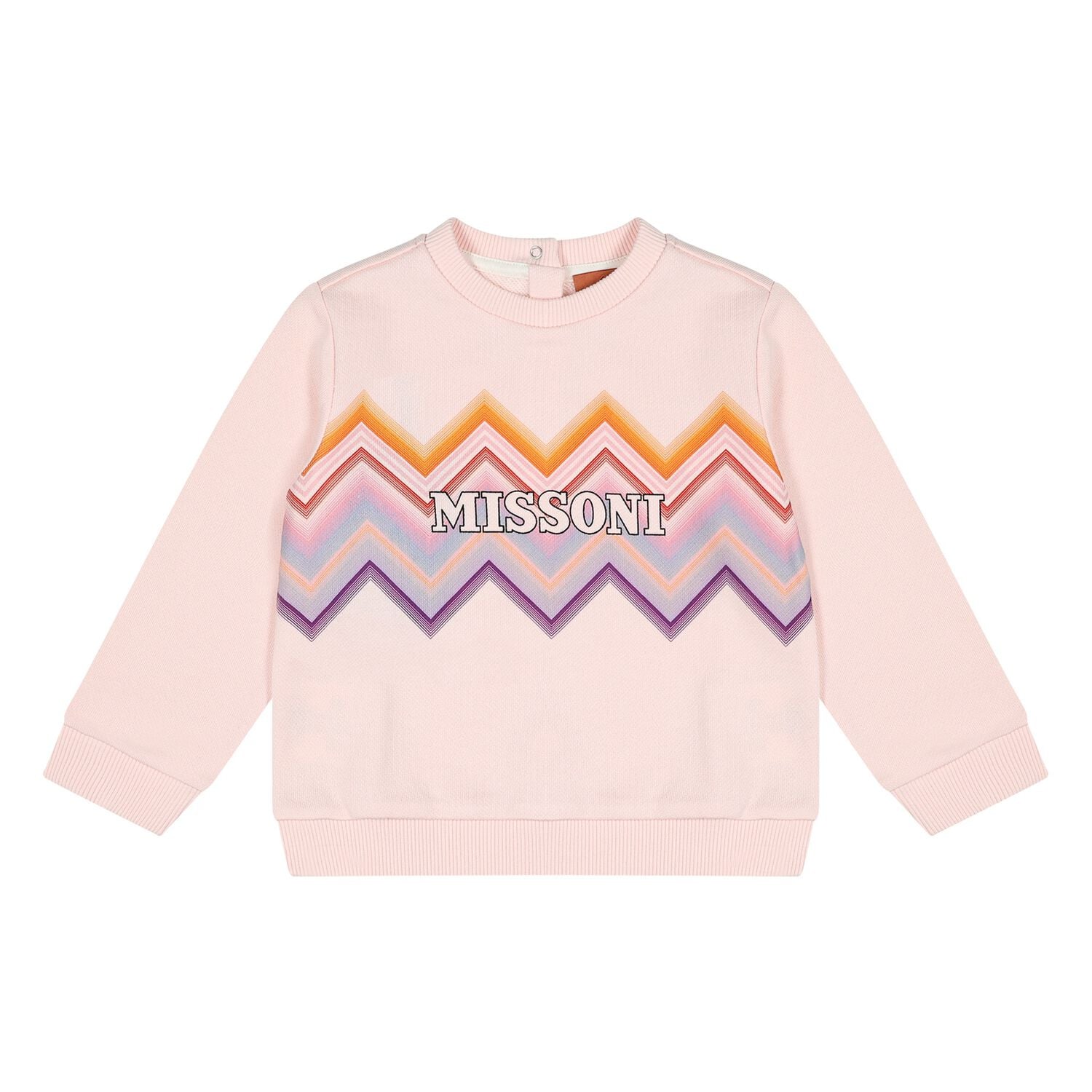 سويت شيرت للبنات الصغيرات بالشعار بتصميم متعرج باللون الوردي, 1, hi-res