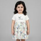 Younger Girls Ivory Butterflies Logo Dress, 1, hi-res