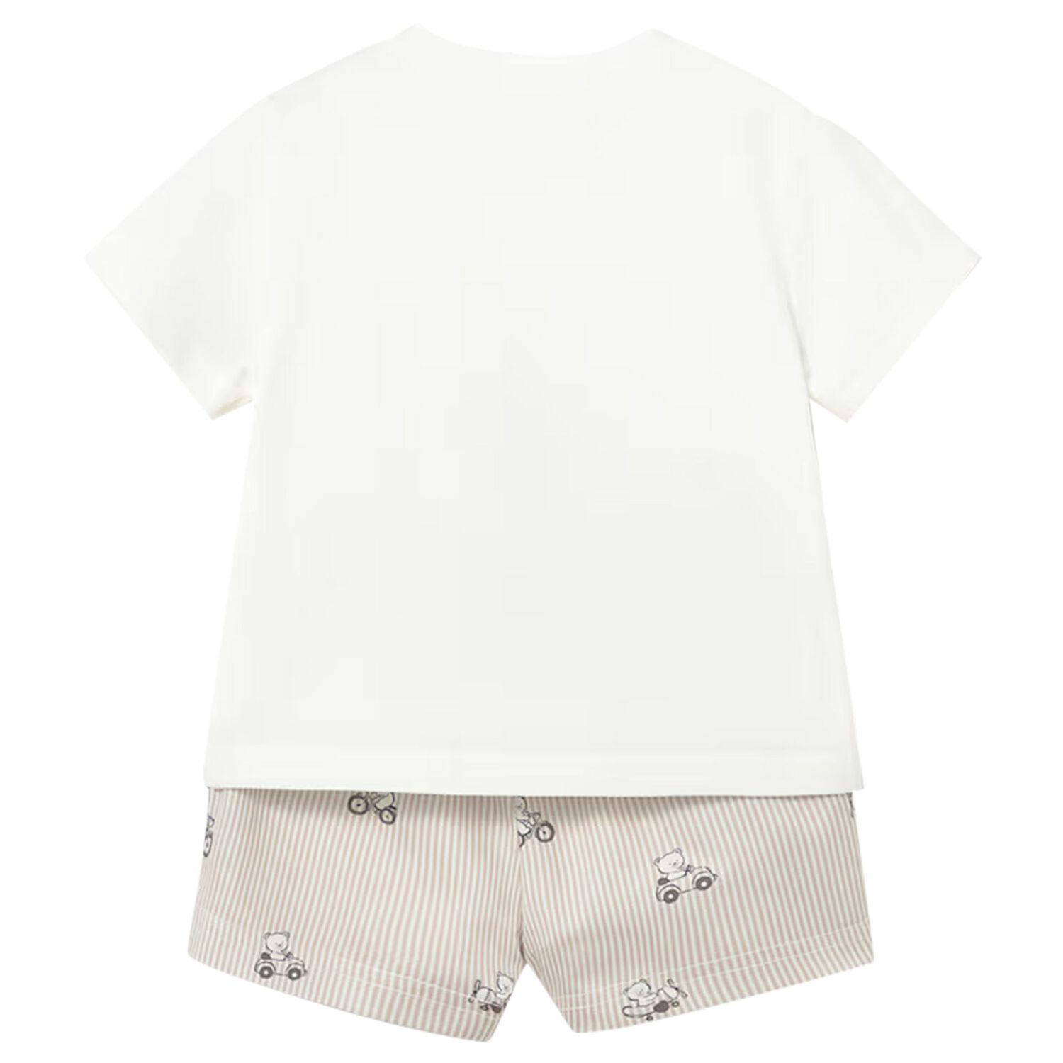 Baby Boys White & Beige Shorts Set, 1, hi-res