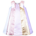 Girls Multi-Coloured Striped Satin Dress, 1, hi-res