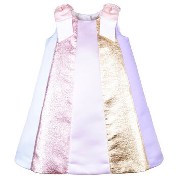 Girls Multi-Coloured Striped Satin Dress