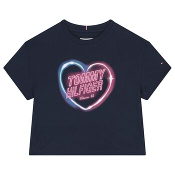 Girls Navy Blue Logo T-Shirt