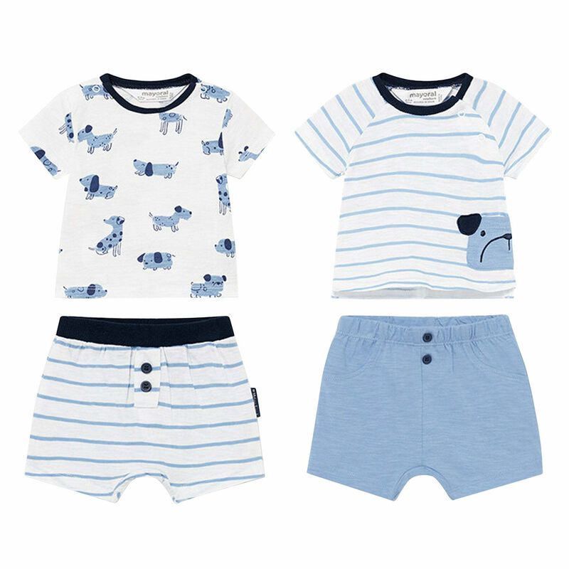 Baby Boys White & Blue 4 Piece Set, 1, hi-res image number null