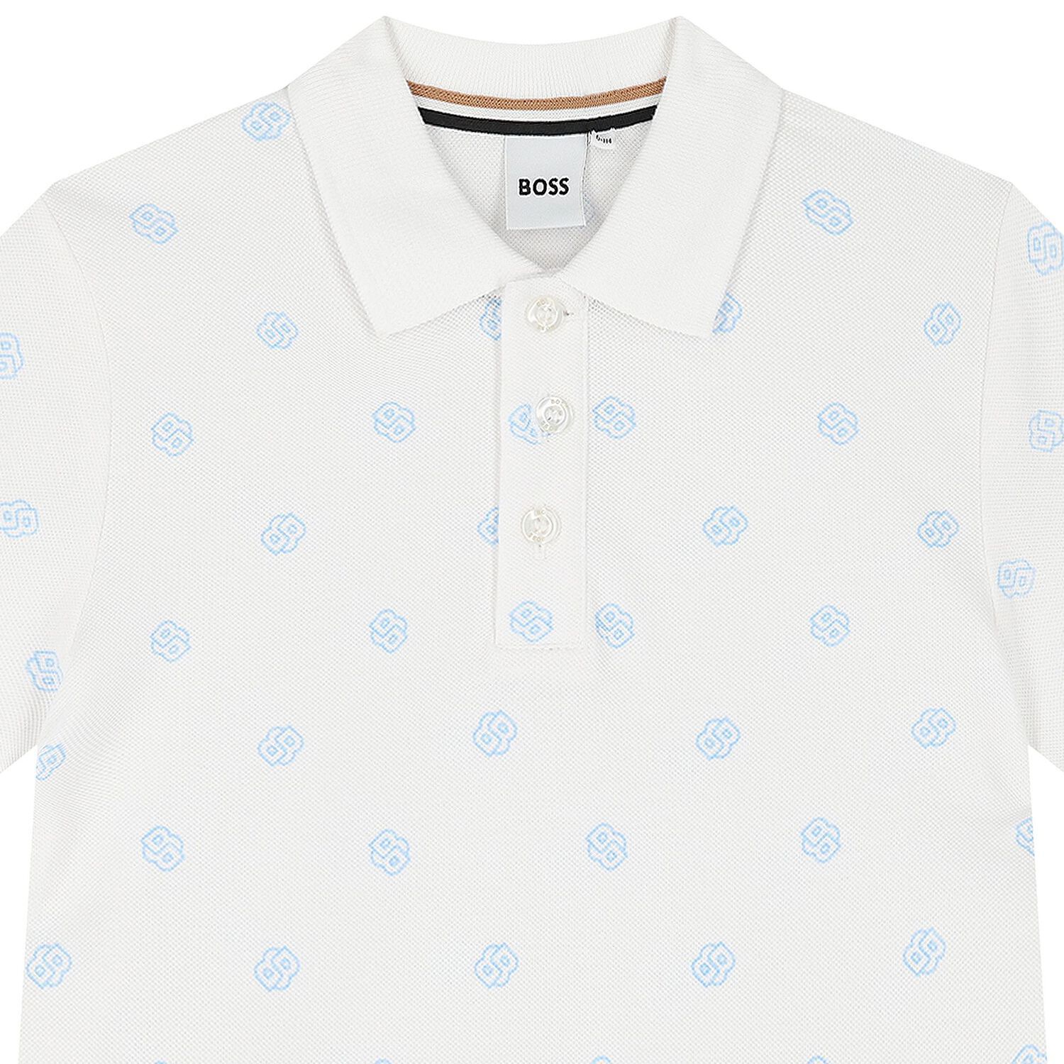 Boys White Logo Polo Shirt, 1, hi-res