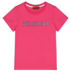 Girls Pink Embellished Logo T-Shirt, 1, hi-res