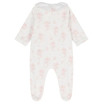 Baby Girls Ivory & Pink Teddy Bear Babygrow