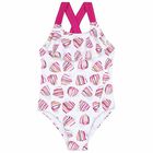 طقم سباحة بناتي باللون الابيض و الزهري, 1, hi-res