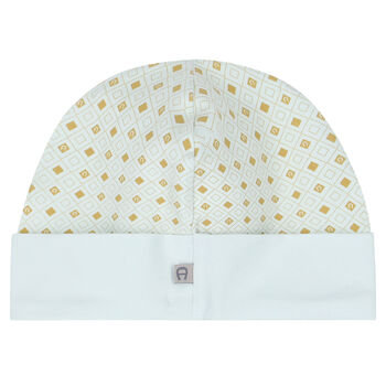 Baby Boys Blue, Ivory & Gold Logo Hat