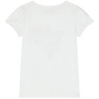 تيشيرت بنات بالشعار باللون الأبيض, 1, hi-res