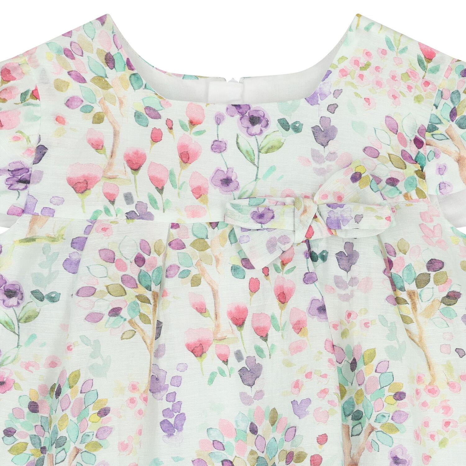 فستان بنات بنقشة زهور باللون الأبيض, 1, hi-res