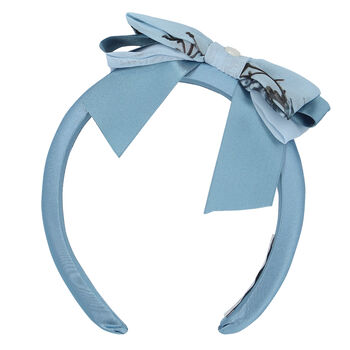 Girls Blue Floral Bow Hairband