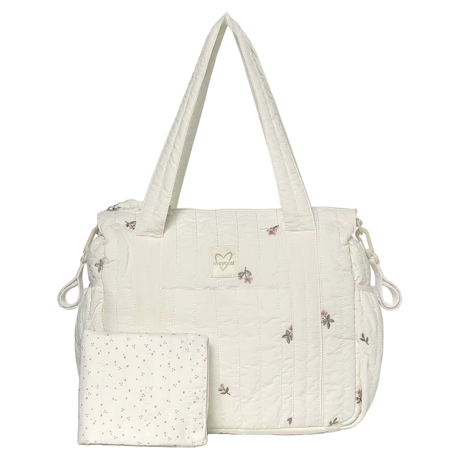 Ivory Floral Baby Changing Bag ( 27cm ), 1, hi-res