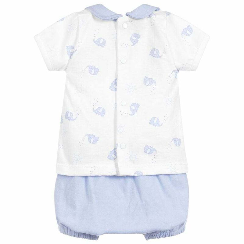 Baby Boys Blue & White Top & Shorts Set, 1, hi-res image number null