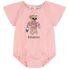 Baby Girls Pink Teddy Bear Bodysuit, 1, hi-res