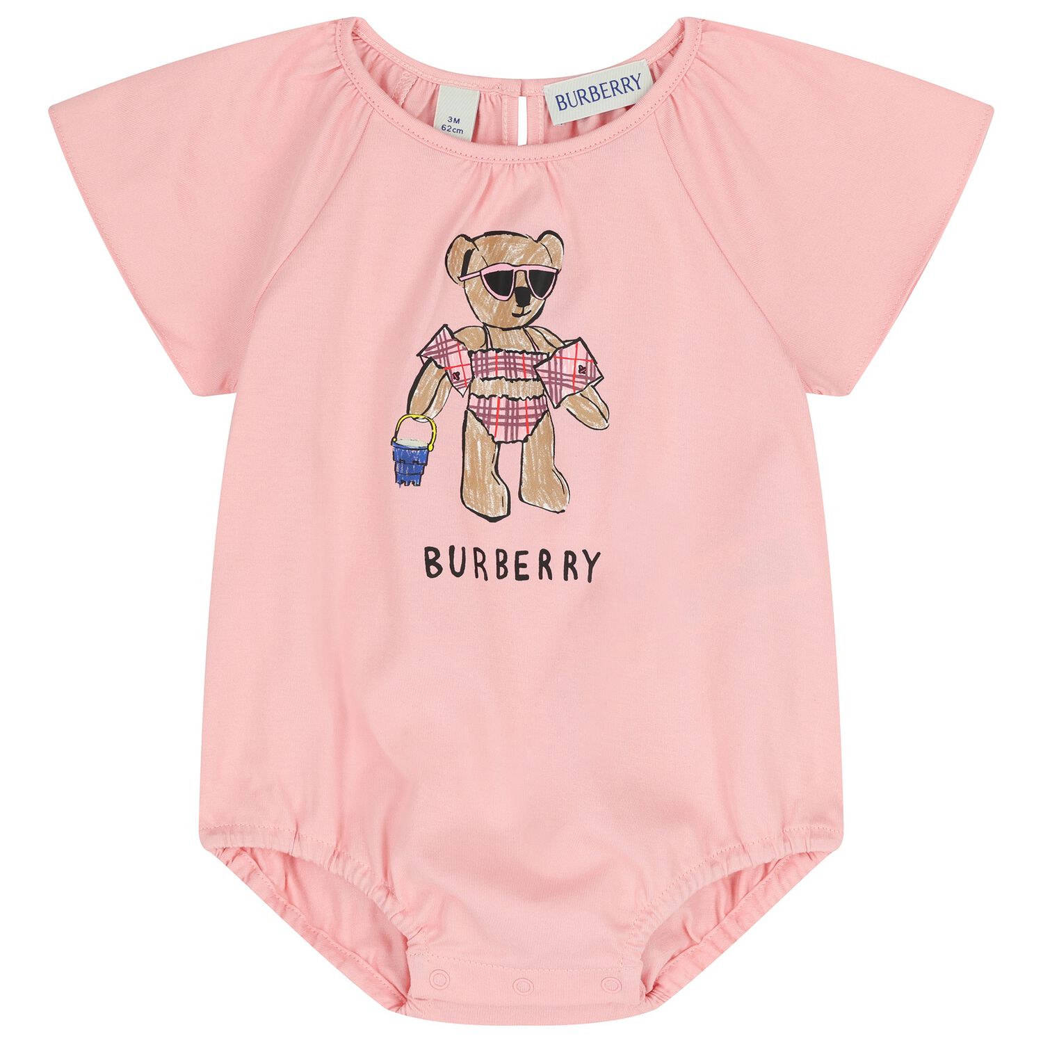 Baby Girls Pink Teddy Bear Bodysuit, 1, hi-res