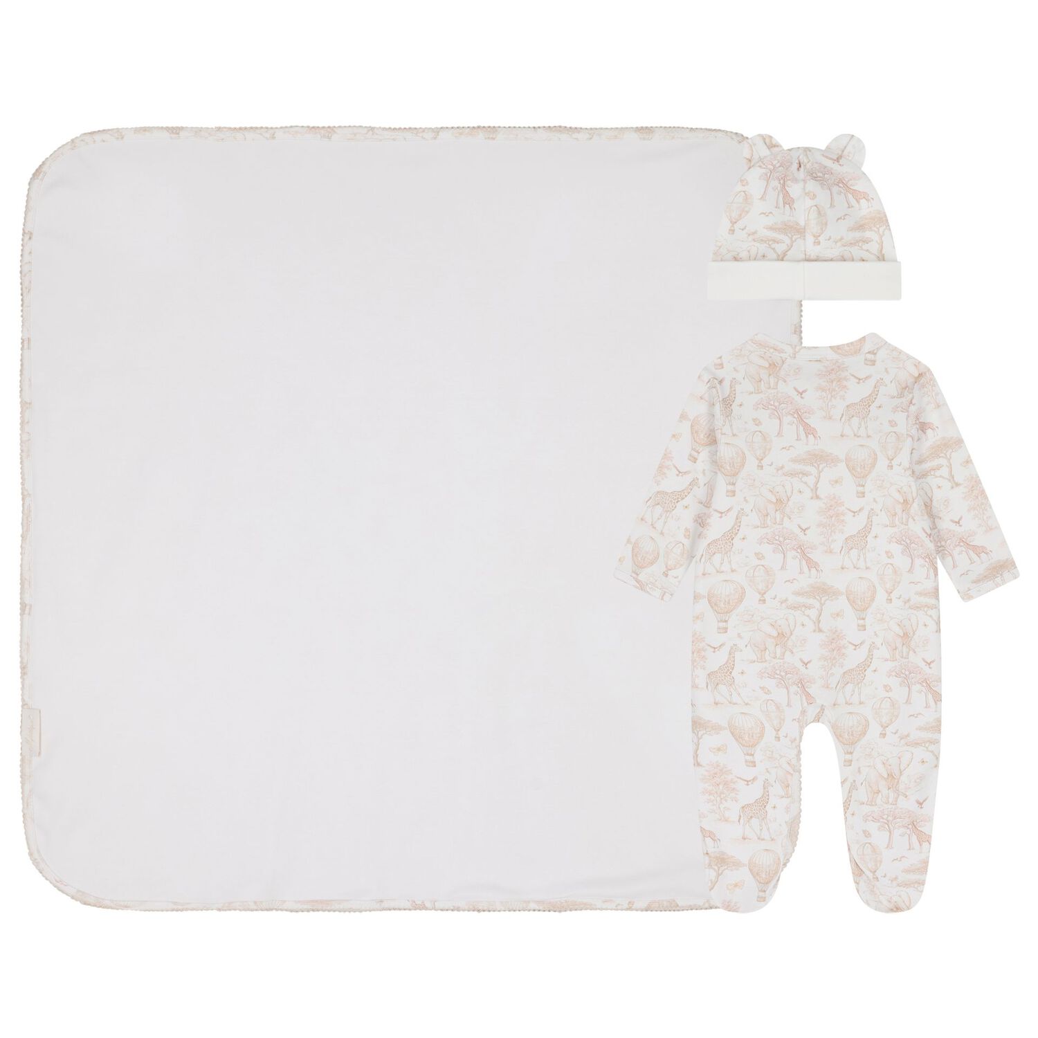 White & Beige Africa Babygrow Gift Set, 1, hi-res