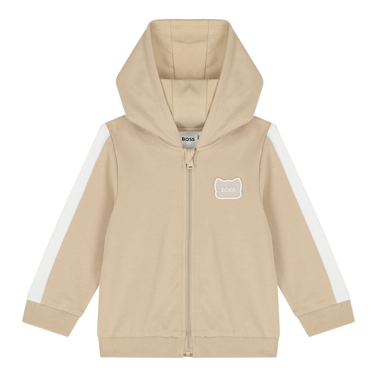 Baby Boys Beige Logo Hooded Tracksuit Gift Set, 1, hi-res
