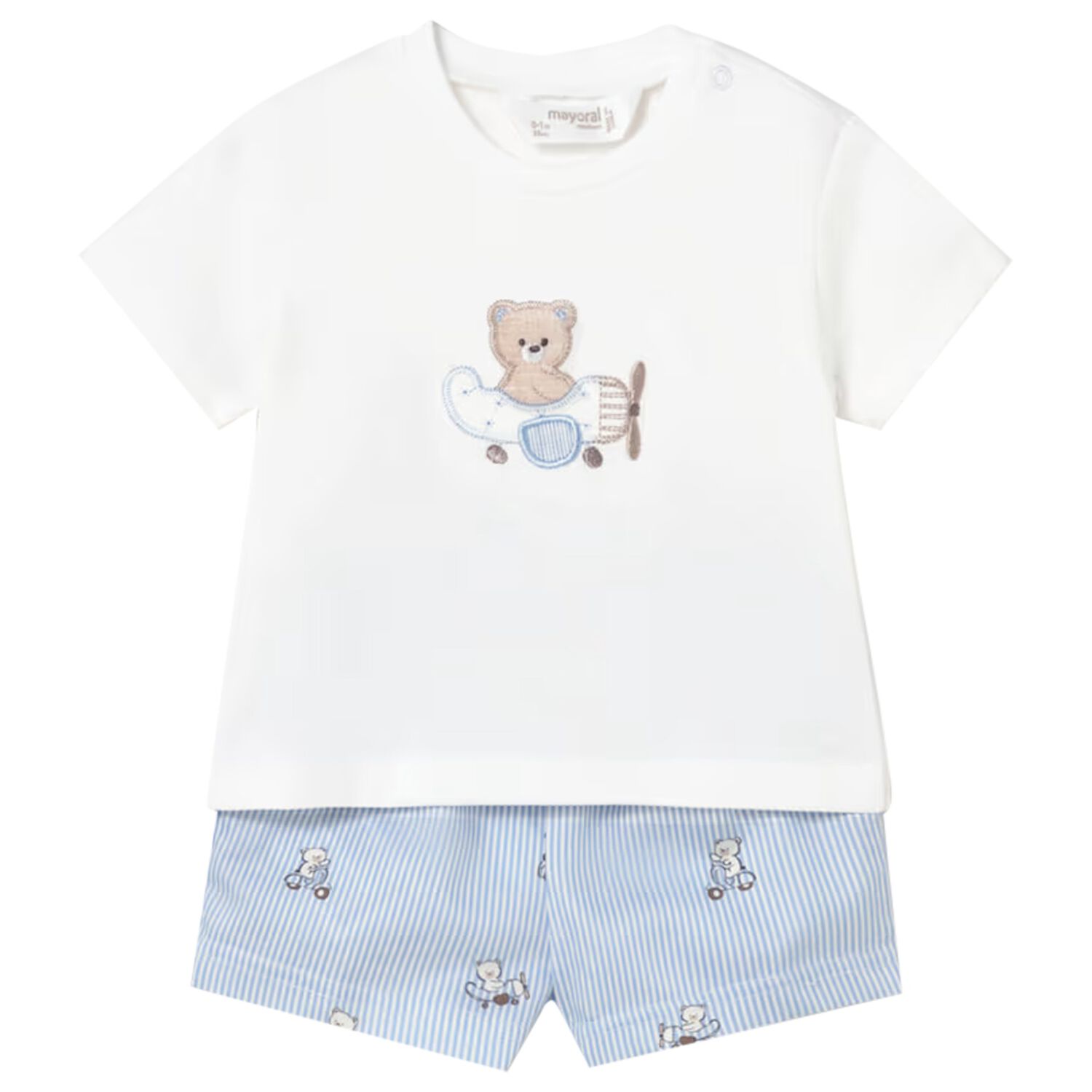 Baby Boys White & Blue Shorts Set, 2, hi-res