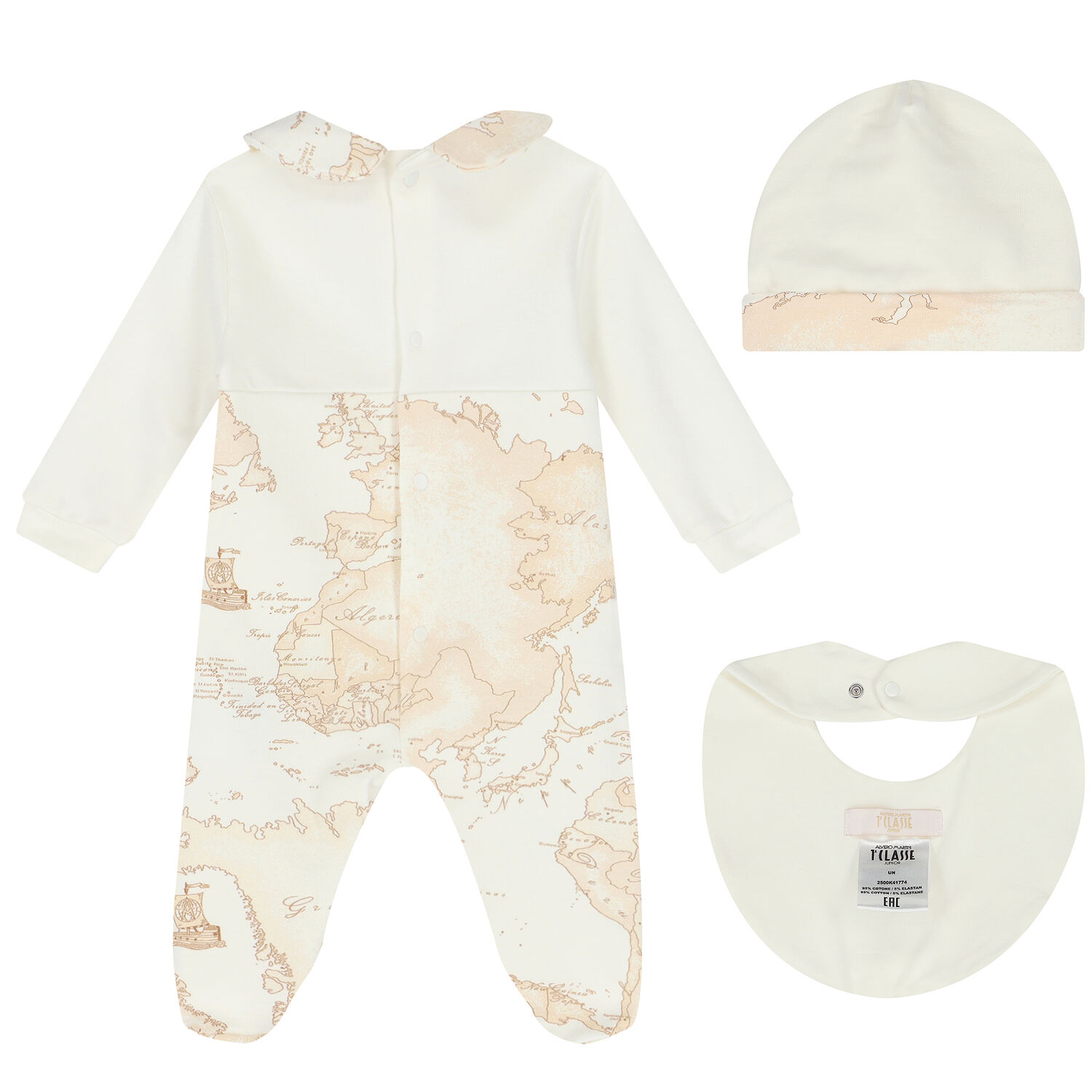 Ivory & Beige Geo Map Babygrow Set, 2, hi-res