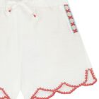 Girls Ivory Scalloped Hem Shorts, 1, hi-res
