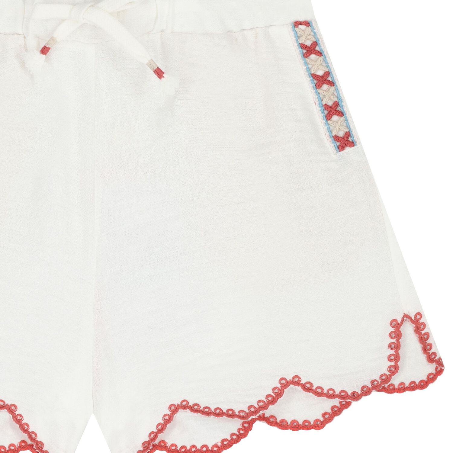 Girls Ivory Scalloped Hem Shorts, 1, hi-res
