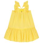 Girls Yellow Bow Dress, 1, hi-res