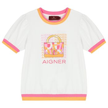 تيشيرت بنات بالشعار باللون الأبيض