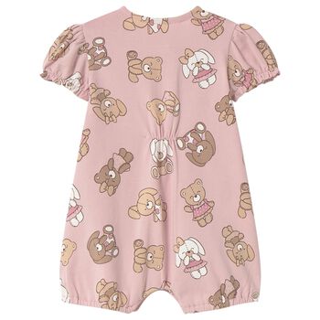 Baby Girls Pink Teddy Bear Romper