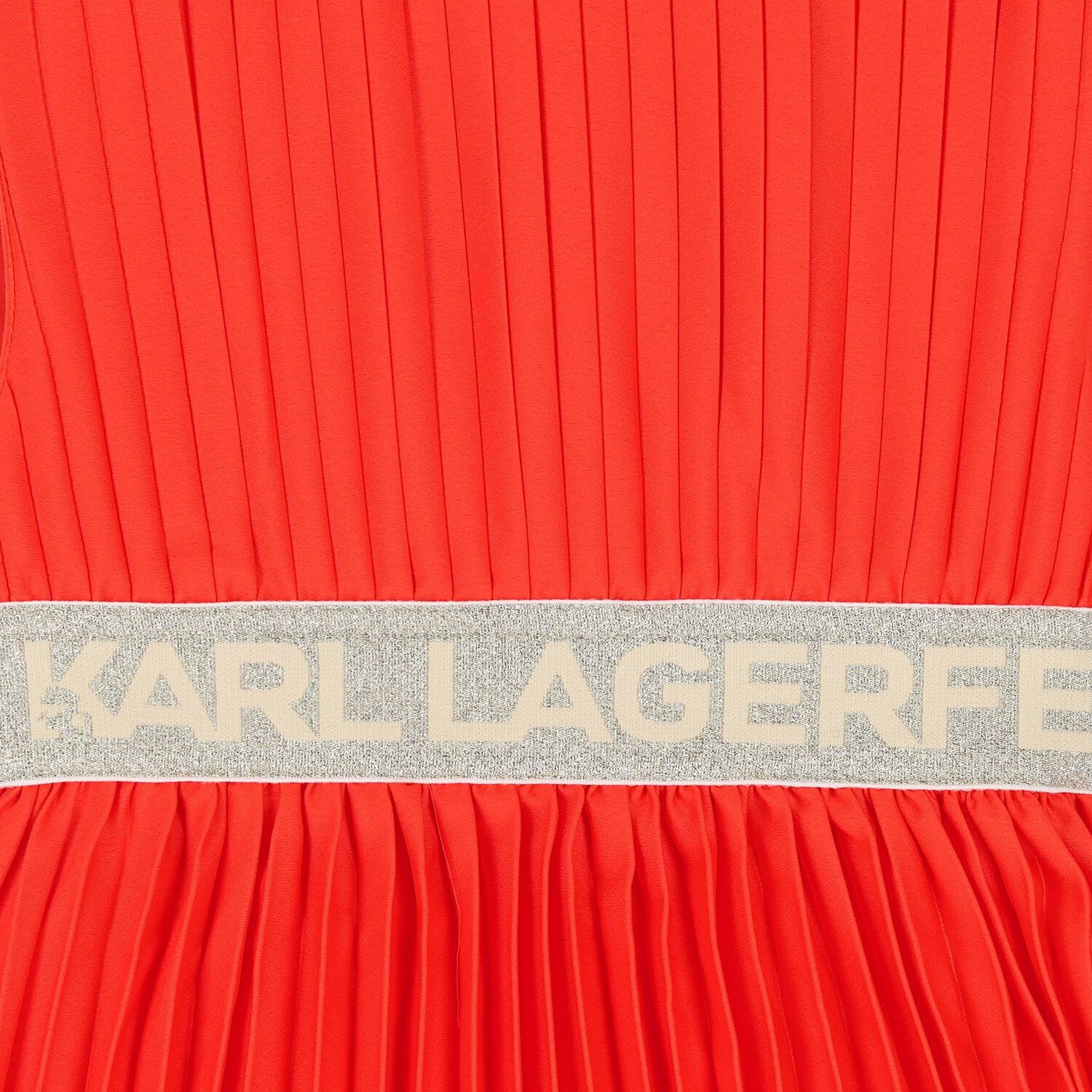 فستان بنات مطوي باللون البرتقالي والذهبي, 1, hi-res