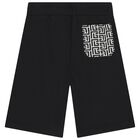 Black Monogram Logo Shorts, 1, hi-res