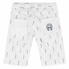 Younger Boys White Logo Shorts, 1, hi-res