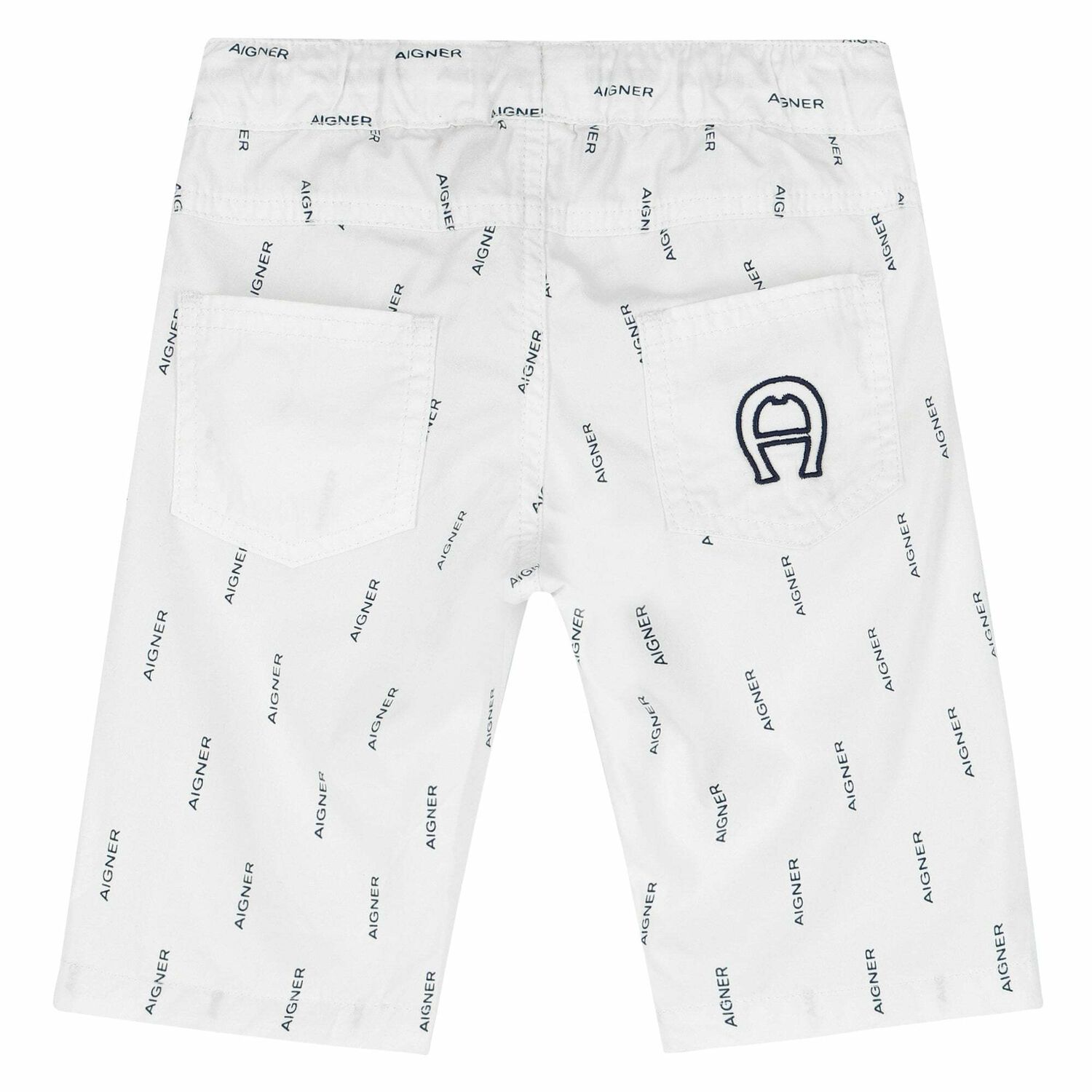 Younger Boys White Logo Shorts, 1, hi-res