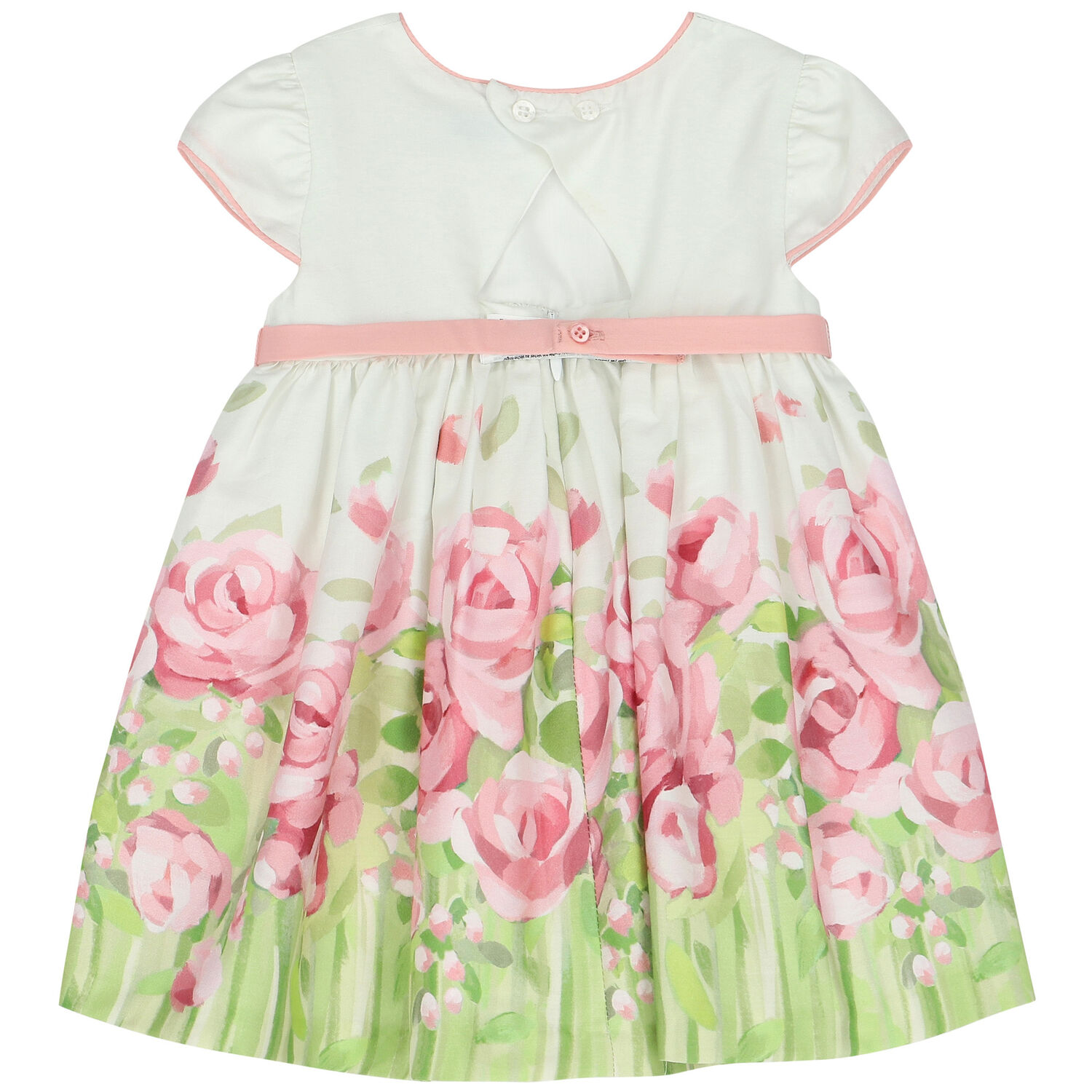 Younger Girls White & Pink Floral Dress, 2, hi-res