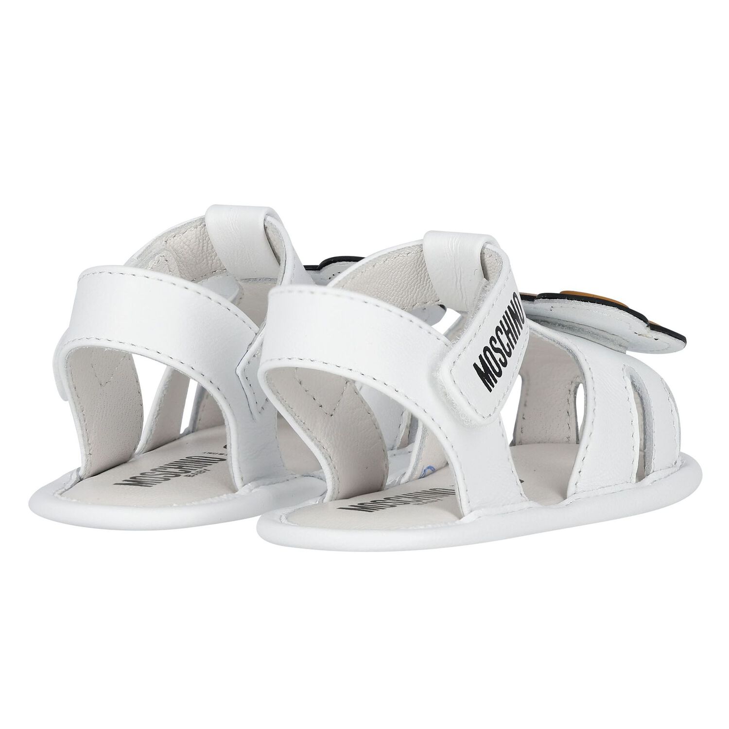 White Teddy Bear Baby Sandals, 1, hi-res
