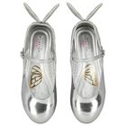 Girls Silver Butterfly Leather Shoes, 1, hi-res