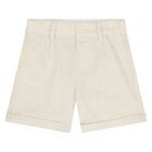 Younger Boys White & Beige Shorts Set, 2, hi-res