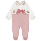 Baby Girls Ivory & Pink Babygrow, 1, hi-res