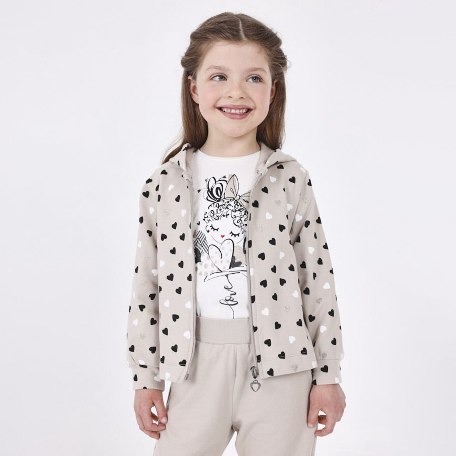 Girls Beige & Ivory 3 Piece Tracksuit, 1, hi-res