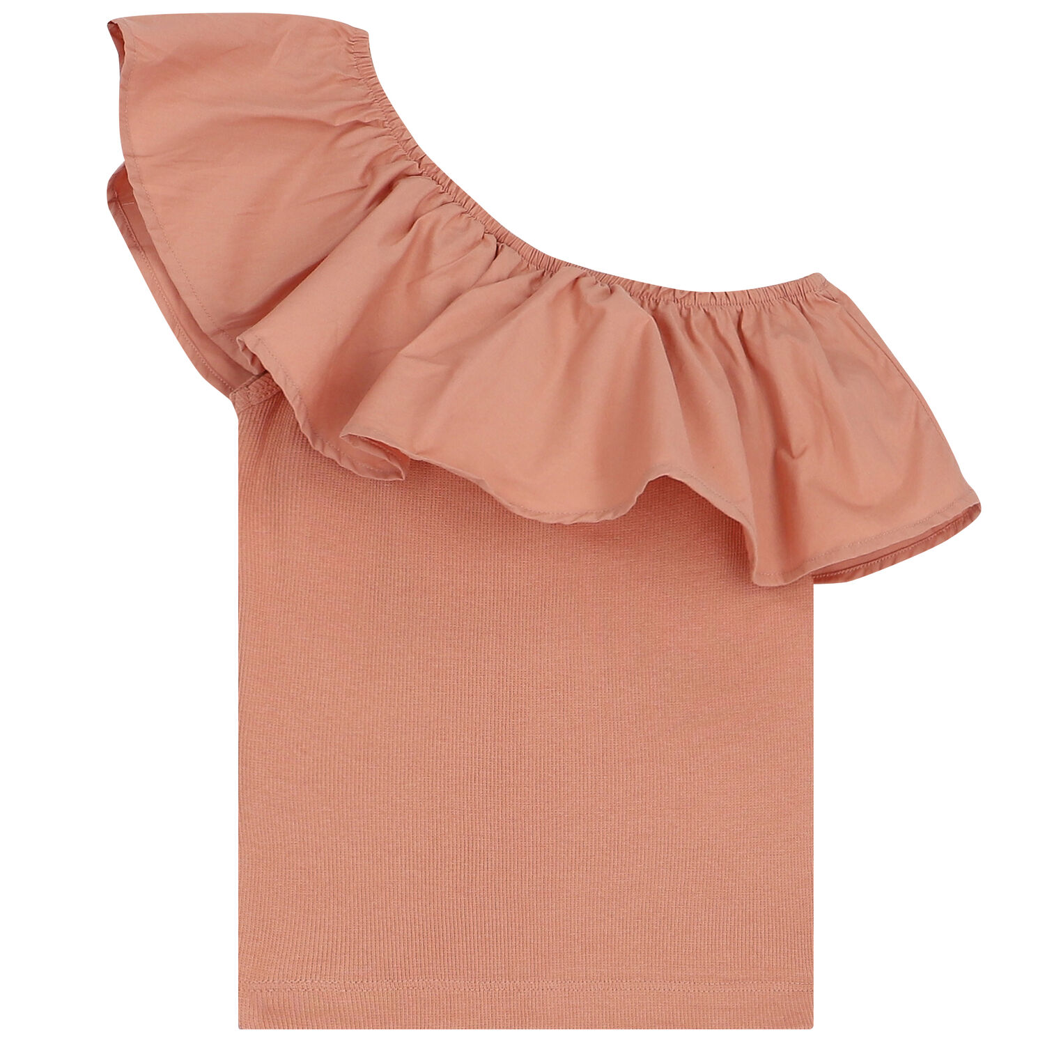 Girls Beige Ruffle Top, 3, hi-res