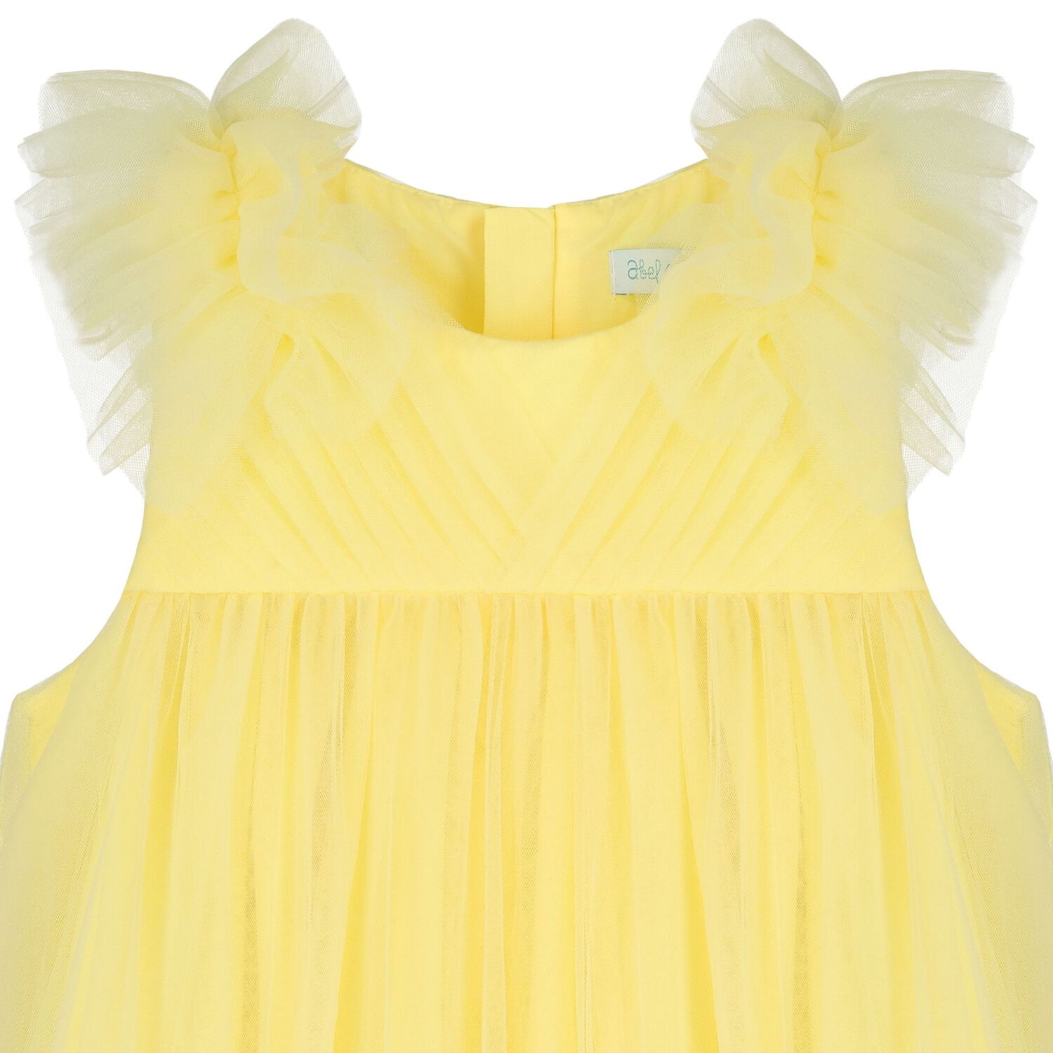 Girls Yellow Ruffled Tulle Dress, 1, hi-res