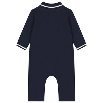 Baby Boys Navy Blue Logo Polo Romper