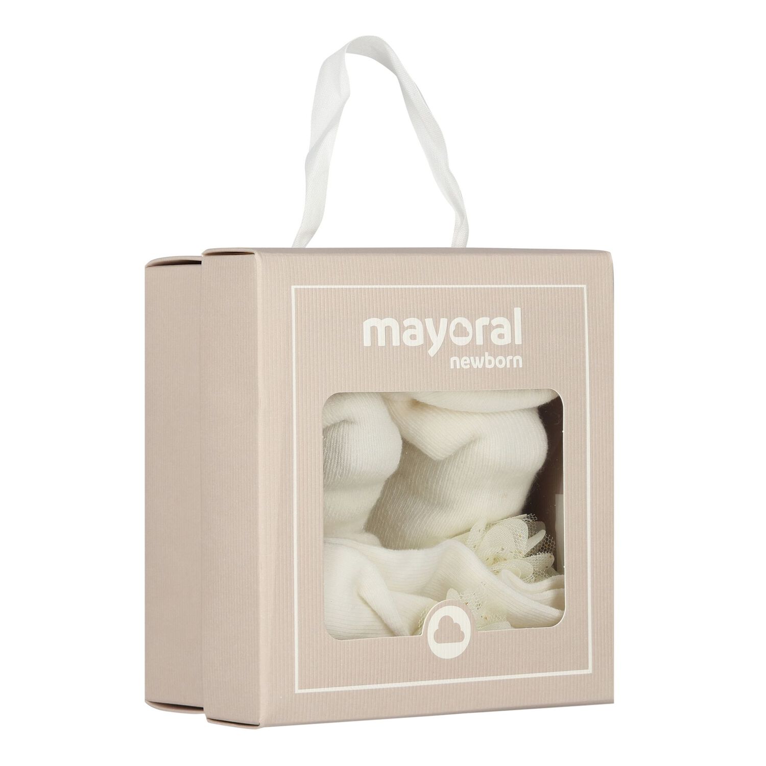 طقم  بنات ربطة رأس و جوارب باللون العاجي, 1, hi-res