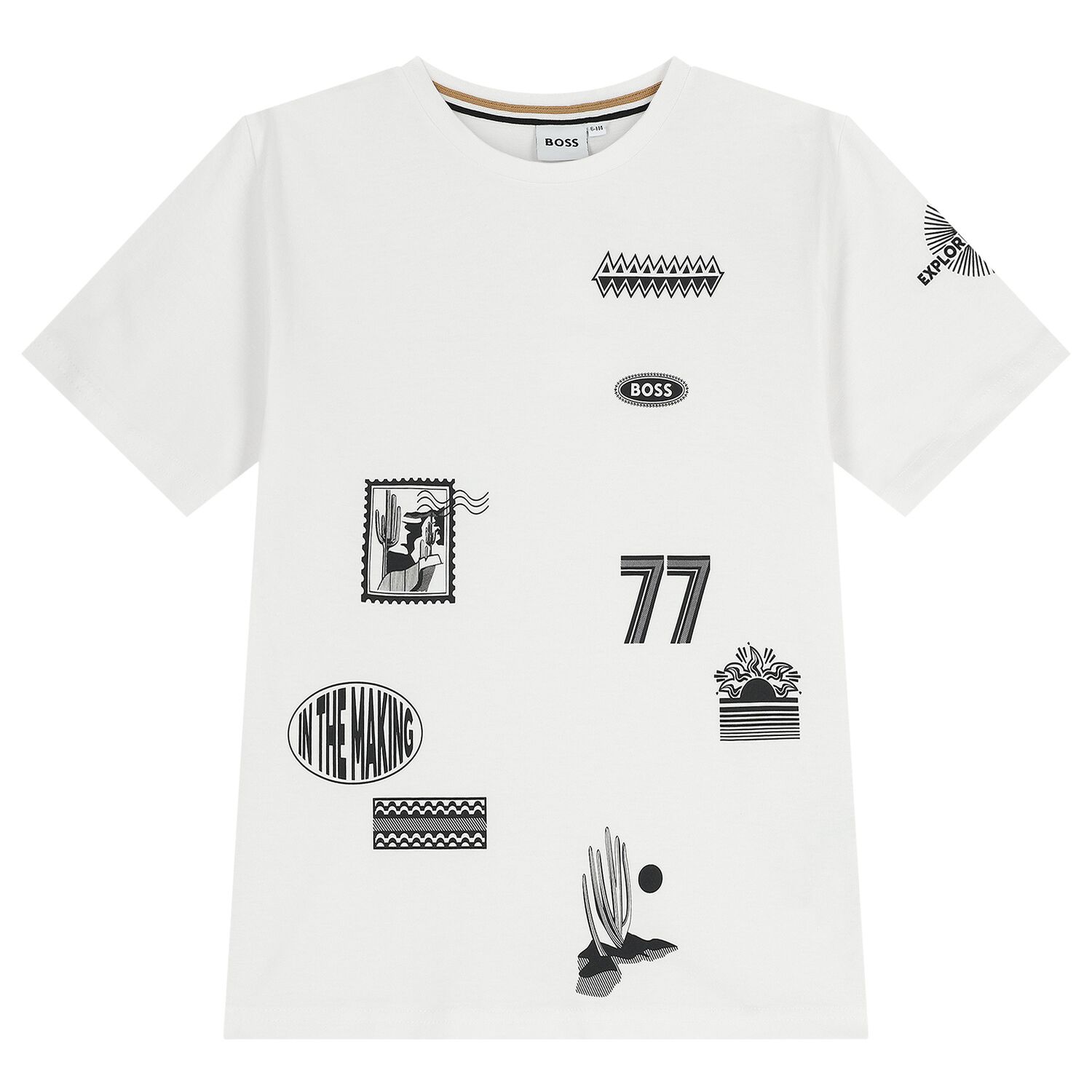 تشيرت بالشعار باللون الابيض للاولاد, 1, hi-res