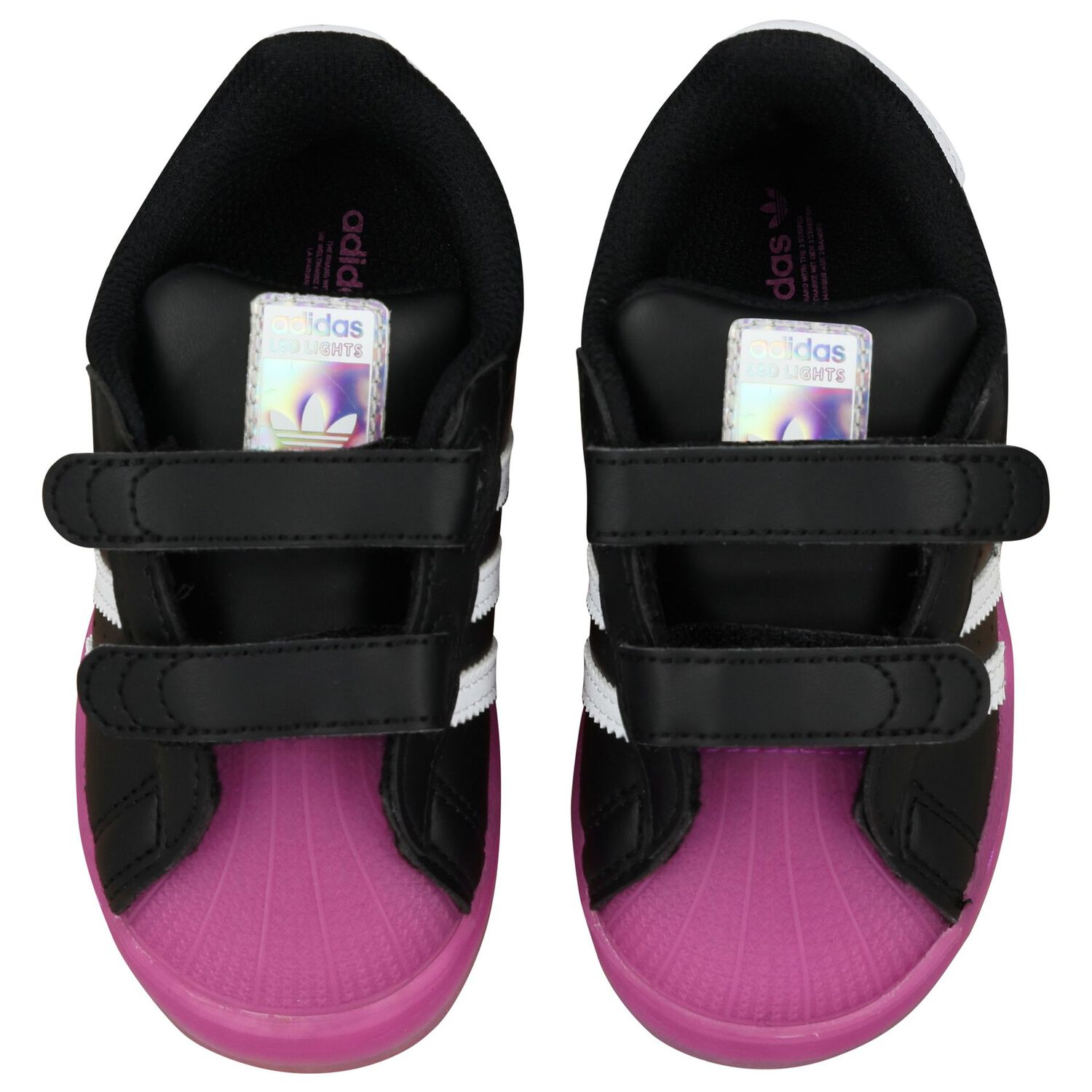 Girls Black & Pink Superstar Led Lights Trainers, 1, hi-res