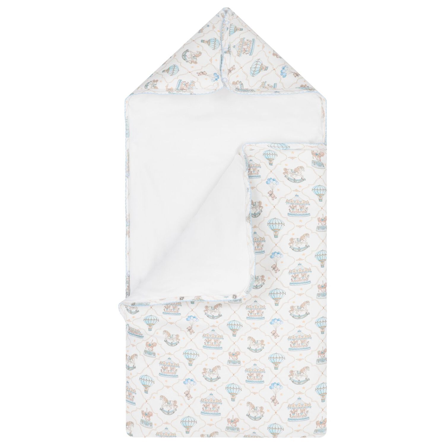 Baby Boys Blue & White Carousel & Hot Air Balloon Nest, 1, hi-res