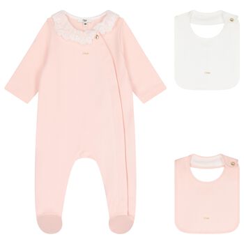 Baby Girls Pink & White Babygrow Gift Set 